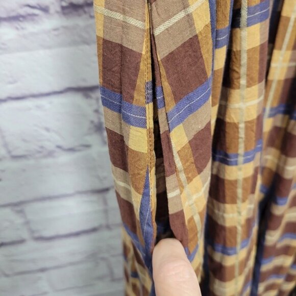 Staud Plaid Jumpsuit Extra Wide Leg Sleeveless Brown Blue Casual Size S - Picture 9 of 9